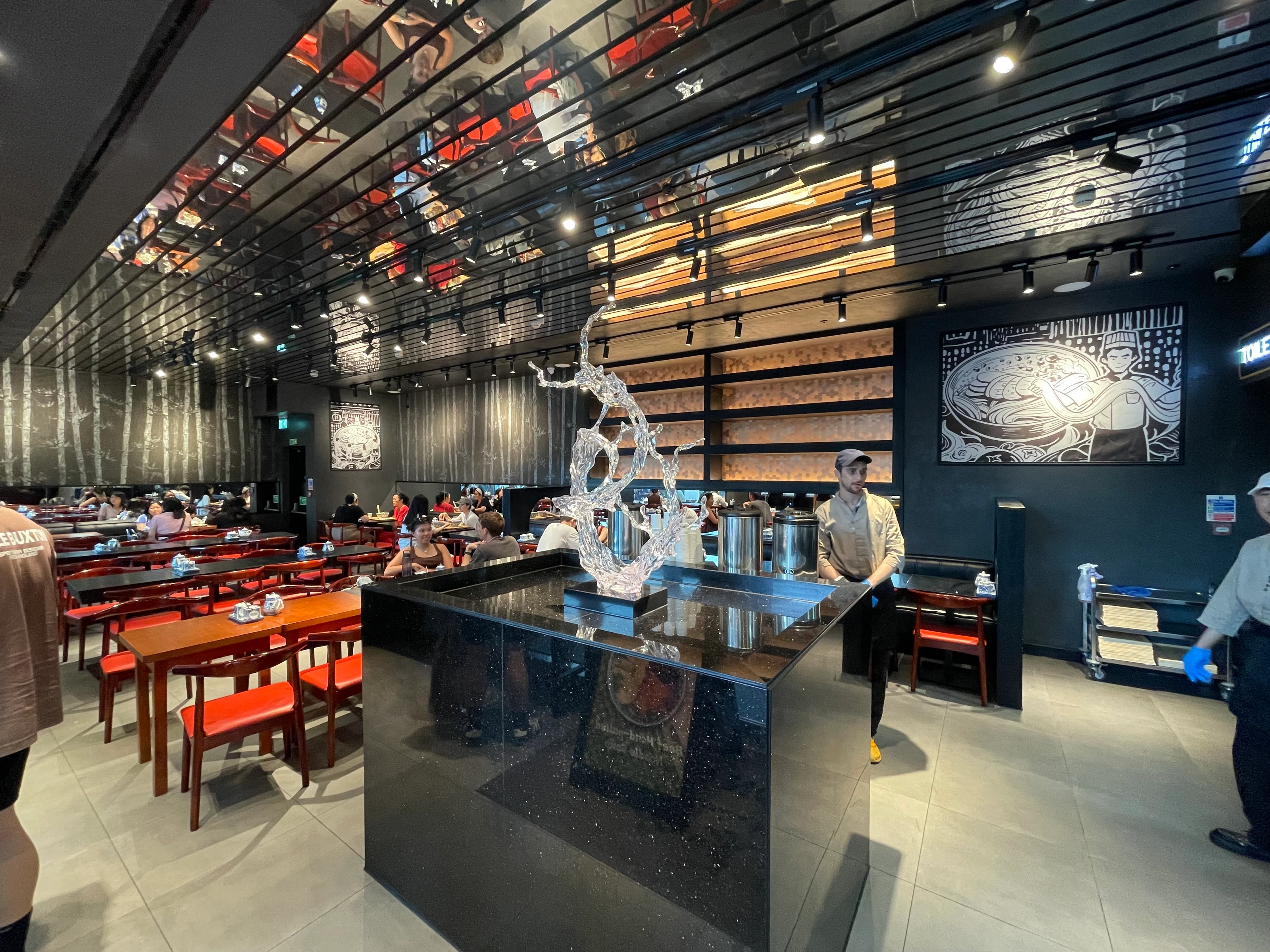 Interior of JWD Lamian Noodle Bar in Canary Wharf